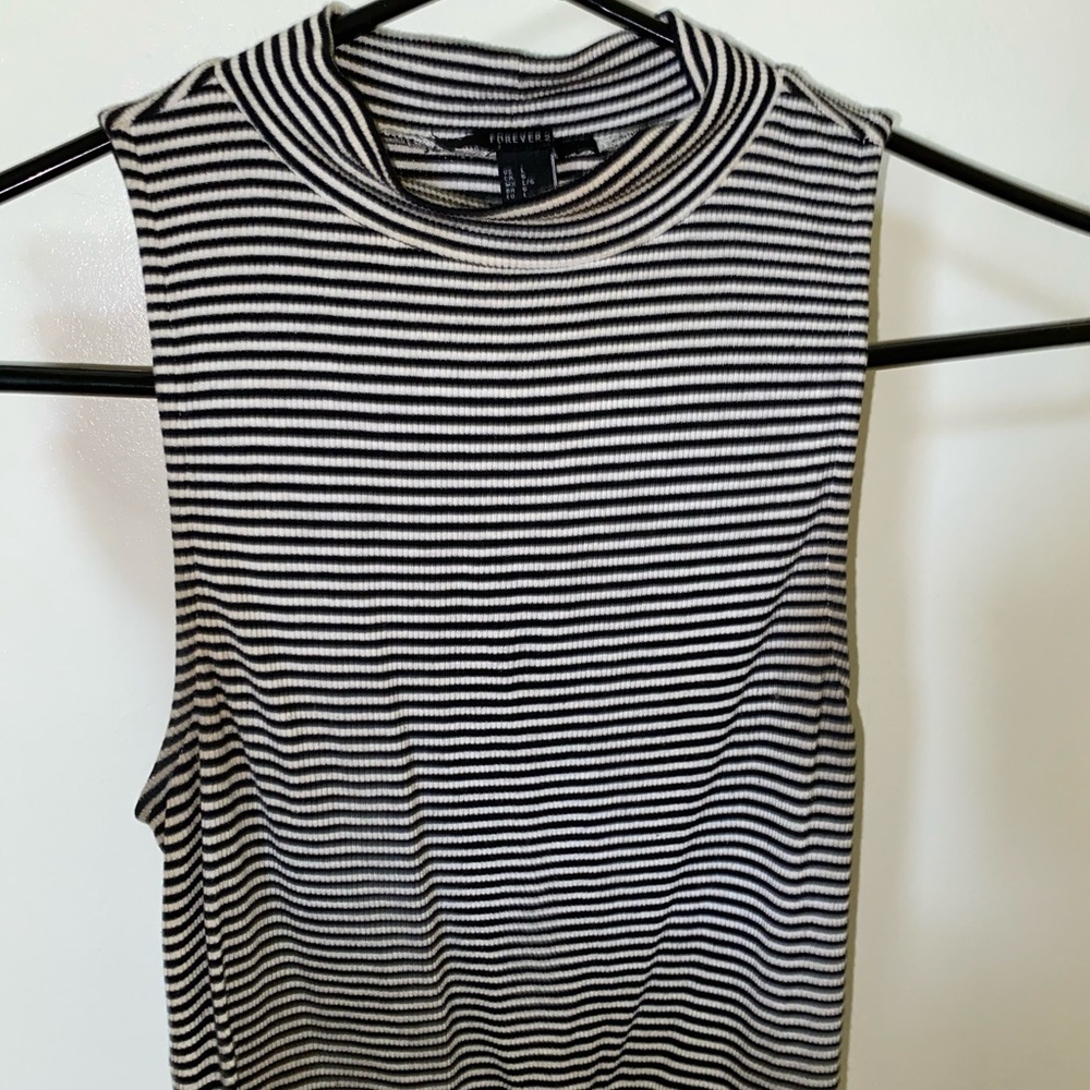 Striped Mock Neck Tank Top